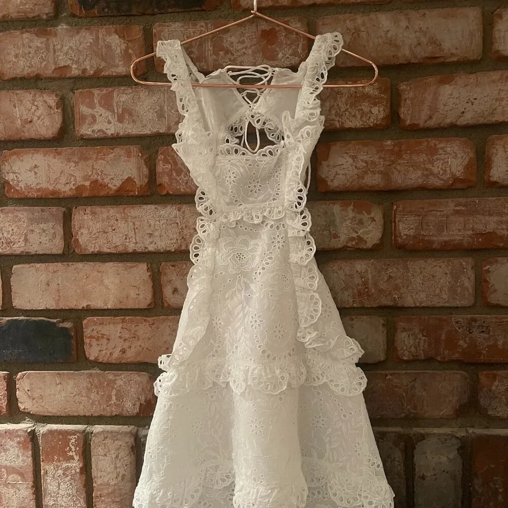 Marlo Kids White Embroidered Eyelet Dress Girls 7–8 New With Tags - Picture 1 of 12